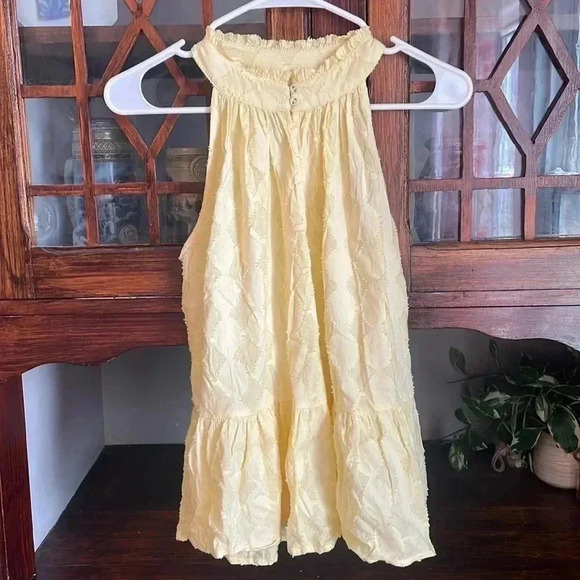 Apiece Apart Ruffled Sleeveless Peplum Blouse Casual Summer Top Yellow Size S - Picture 2 of 5